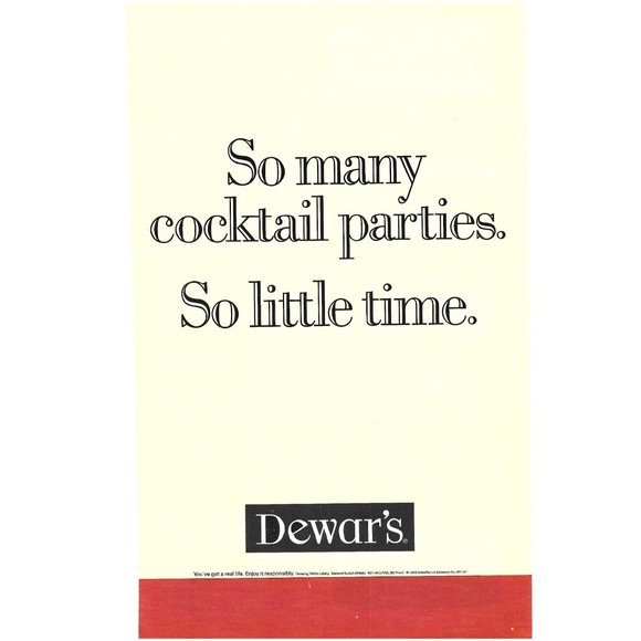 Dewar's Blended Scotch Whisky ADVERT 1990s  Vintage Print Ad - Picture 1 of 2